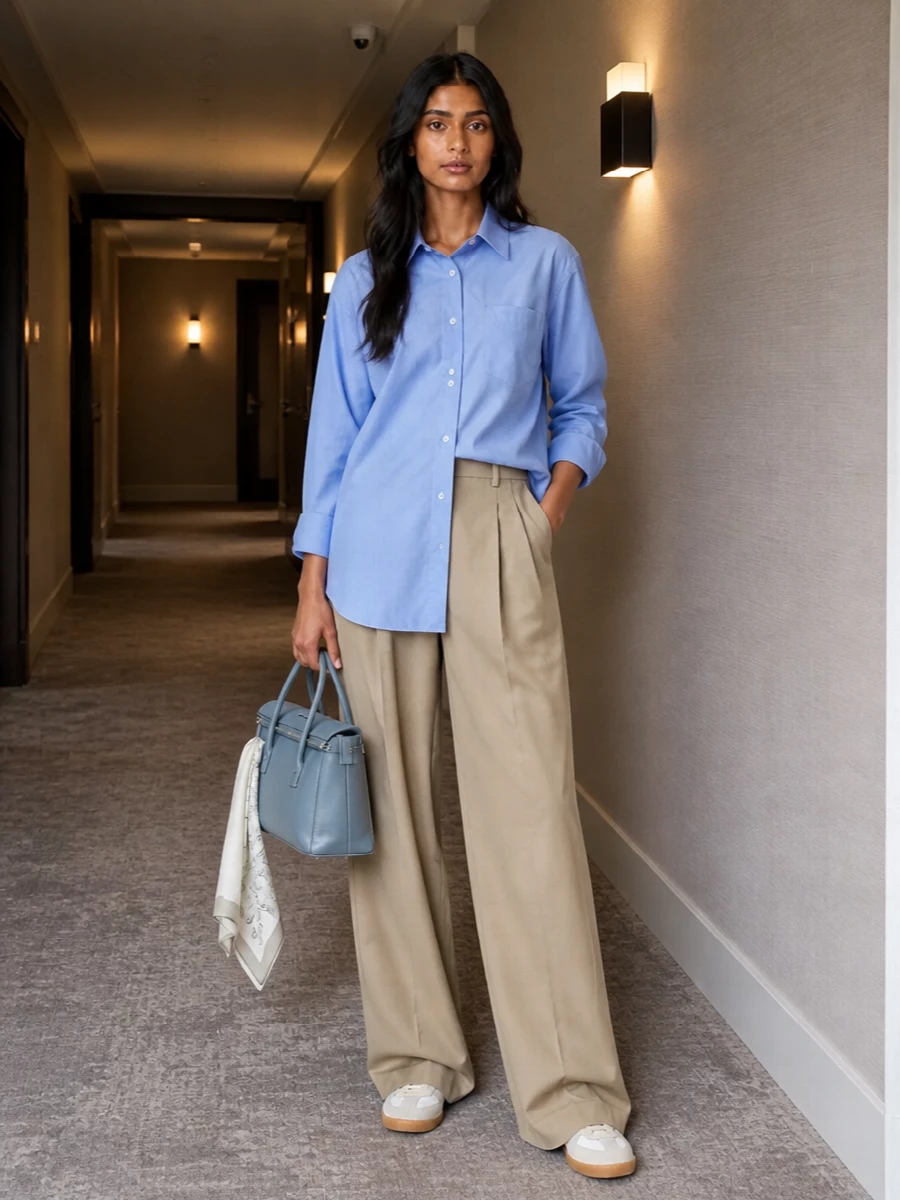 Ami shirt wide leg trousers margiela sneakers