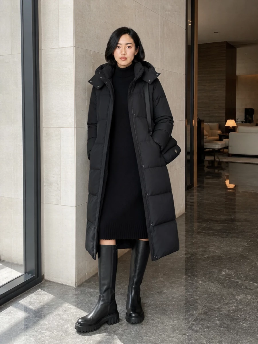 Moncler sweater dress knee boots woolrich parka