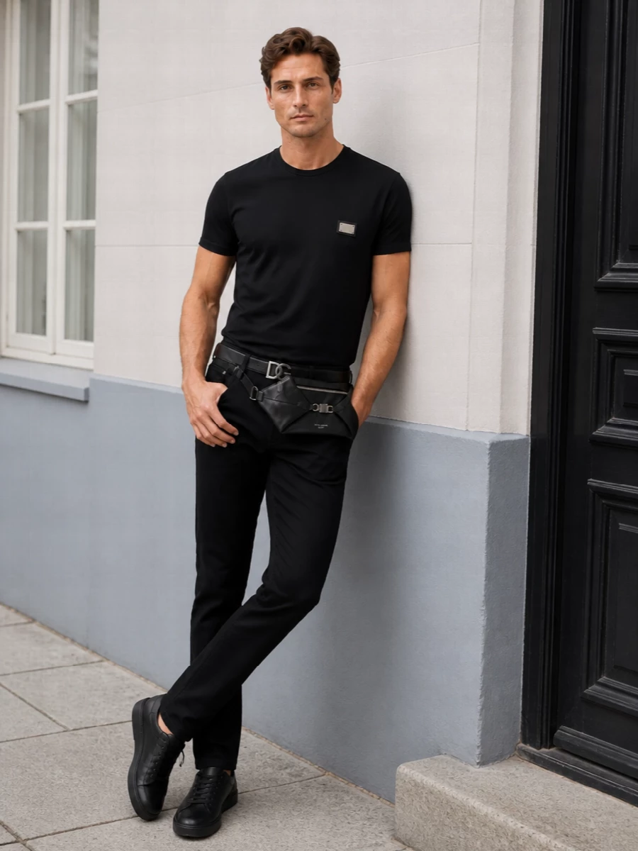Dolce gabbana black tee trouser streetwear outfit