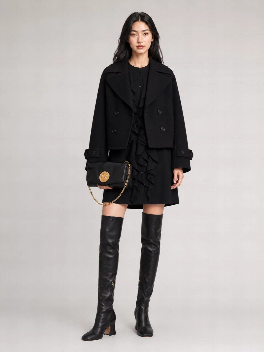 Chloé Wool Oversized Short Double-Breasted Coat