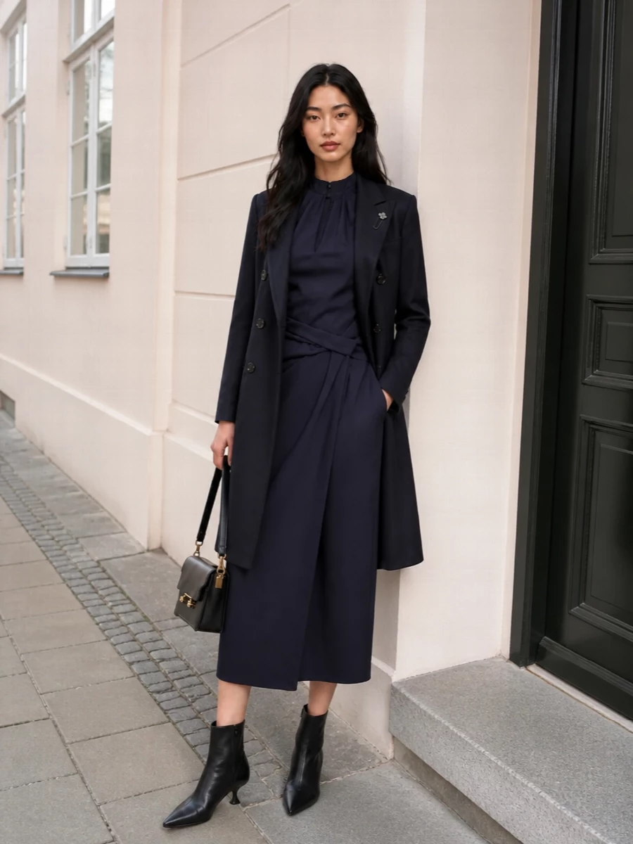 Lardini coat giorgio armani navy midi dress