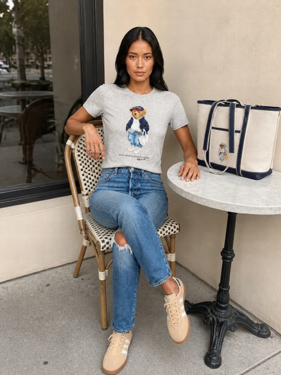 Polo ralph lauren bear tee jeans adidas sneakers