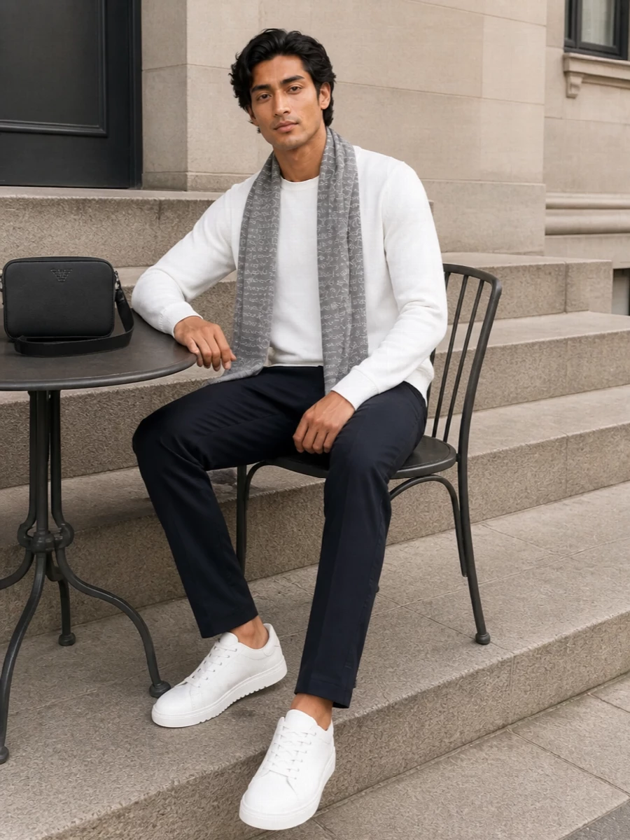 Emporio armani white sweatshirt navy joggers sneakers