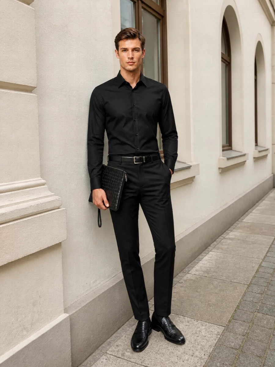 Dolcegabbana black shirt trouser evening outfit