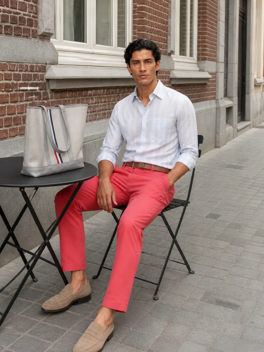 Jacob cohen coral chinos jacquemus shirt outfit