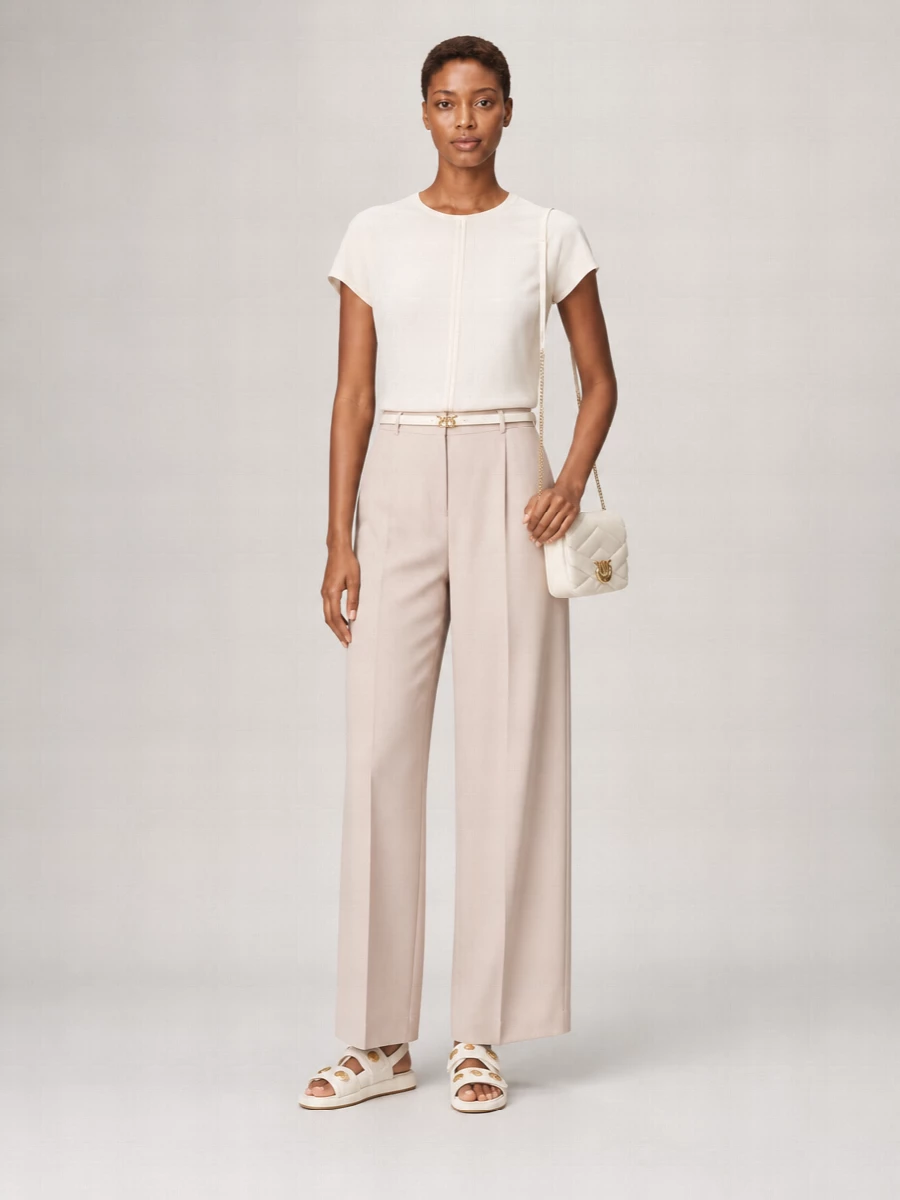 Pinko Silk Short-Sleeve Crew-Neck Blouse