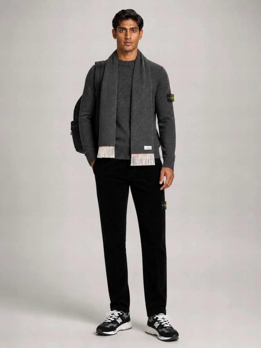 Stone Island Ribbed Virgin Wool Crewneck Jumper