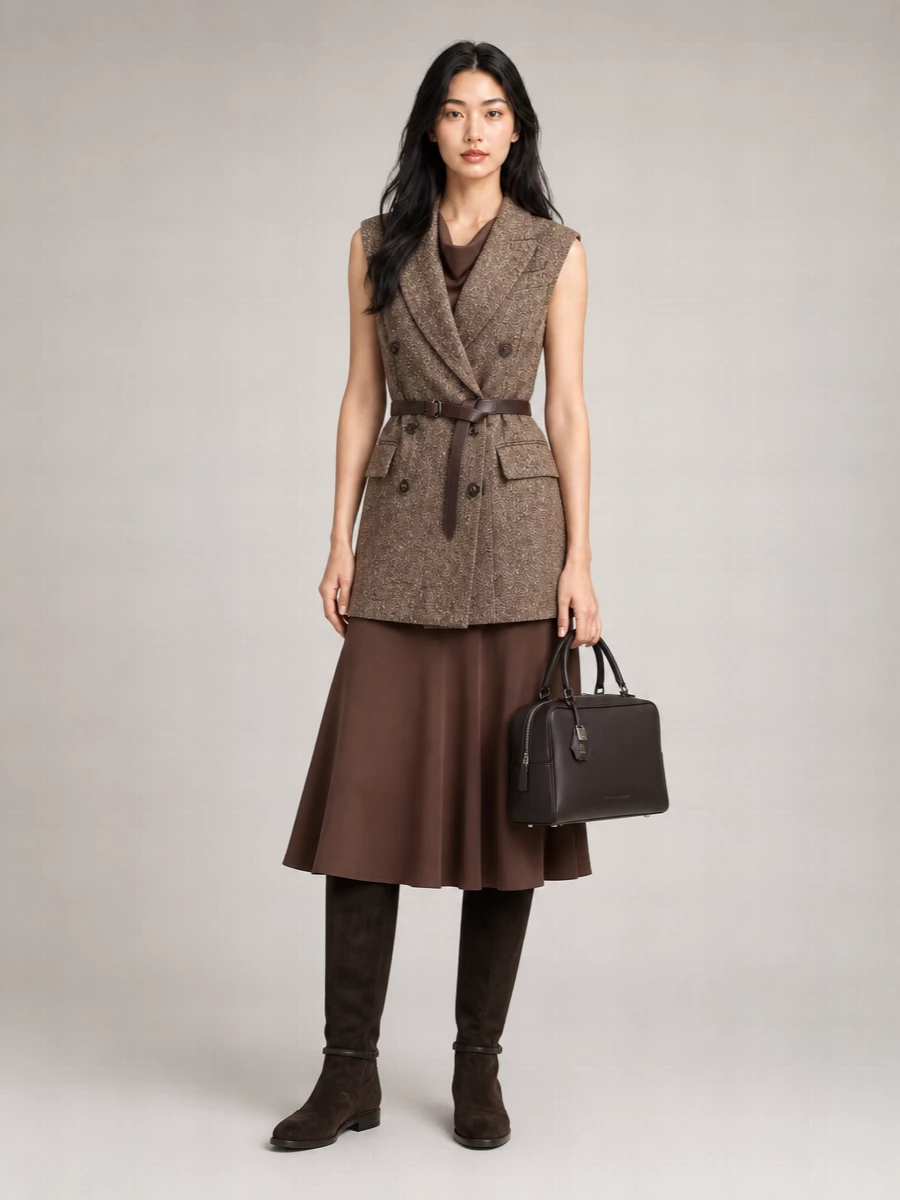 Brunello Cucinelli Wool Blend Sleeveless Double Breasted Coat