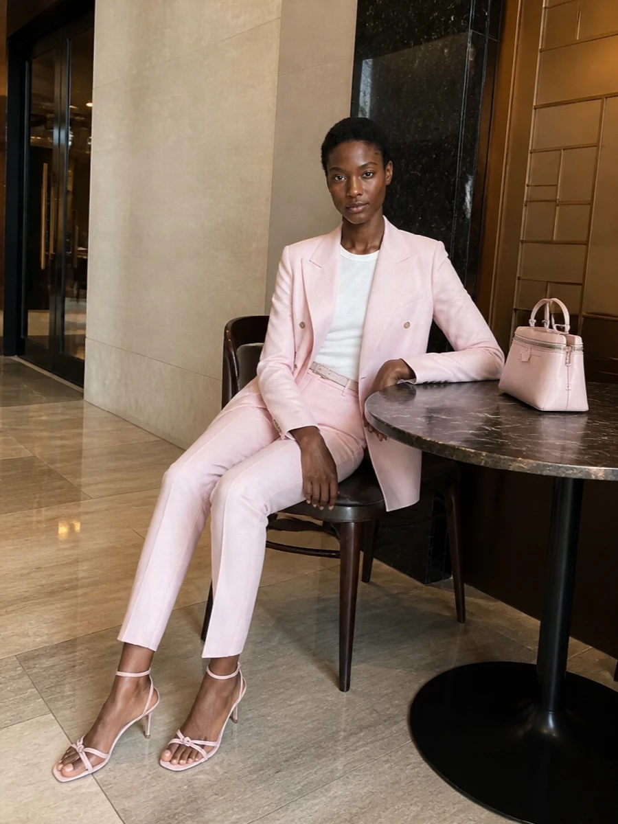 Max mara blush blazer pink tailored trousers