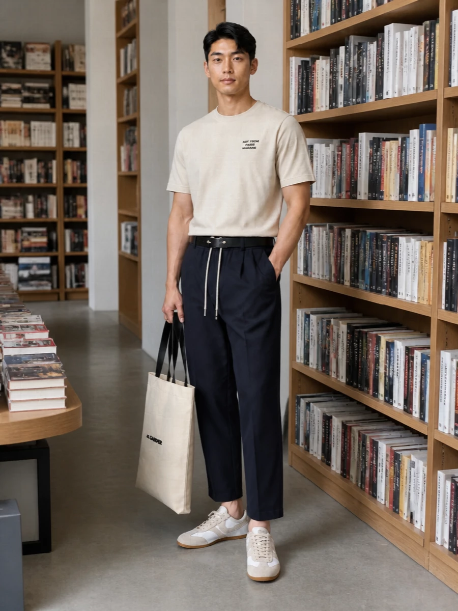 Drole de monsieur tee cropped navy trouser outfit