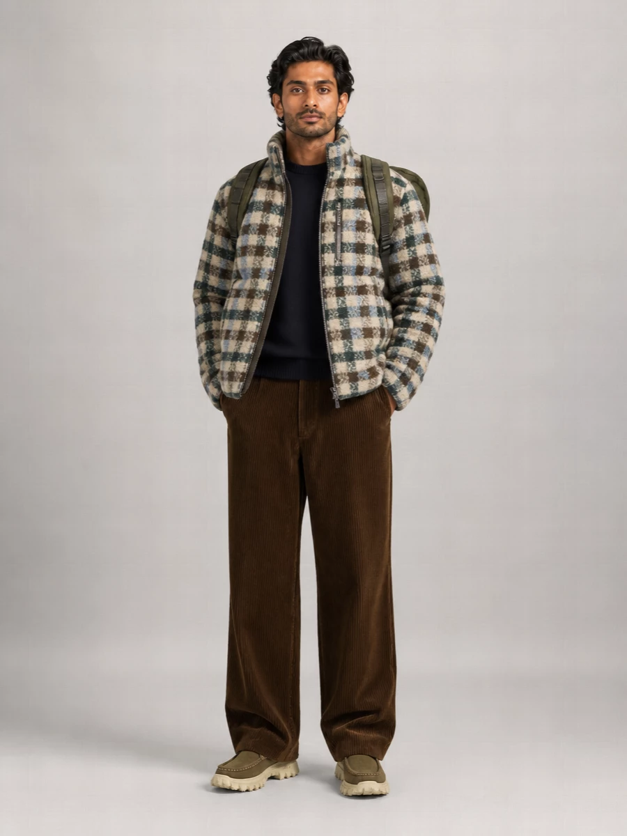 Moncler Grenoble Reversible Checked Fleece Sherpa Jacket