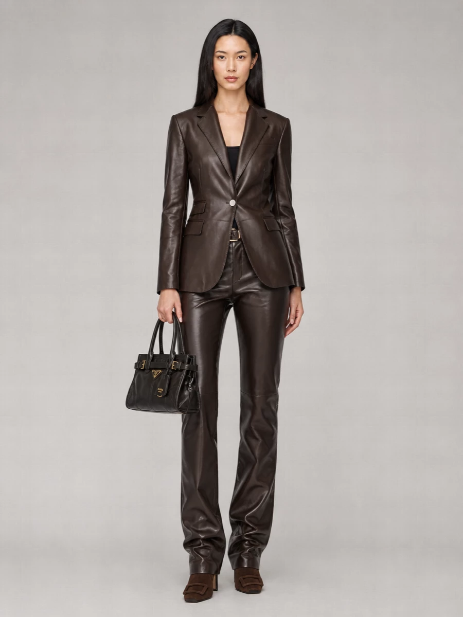 Ralph Lauren leather single-breasted blazer