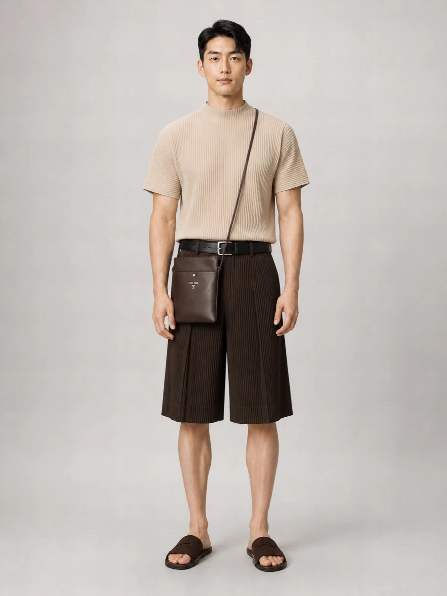 Homme Plisse Issey Miyake Pleated Wide-Leg Bermuda Shorts