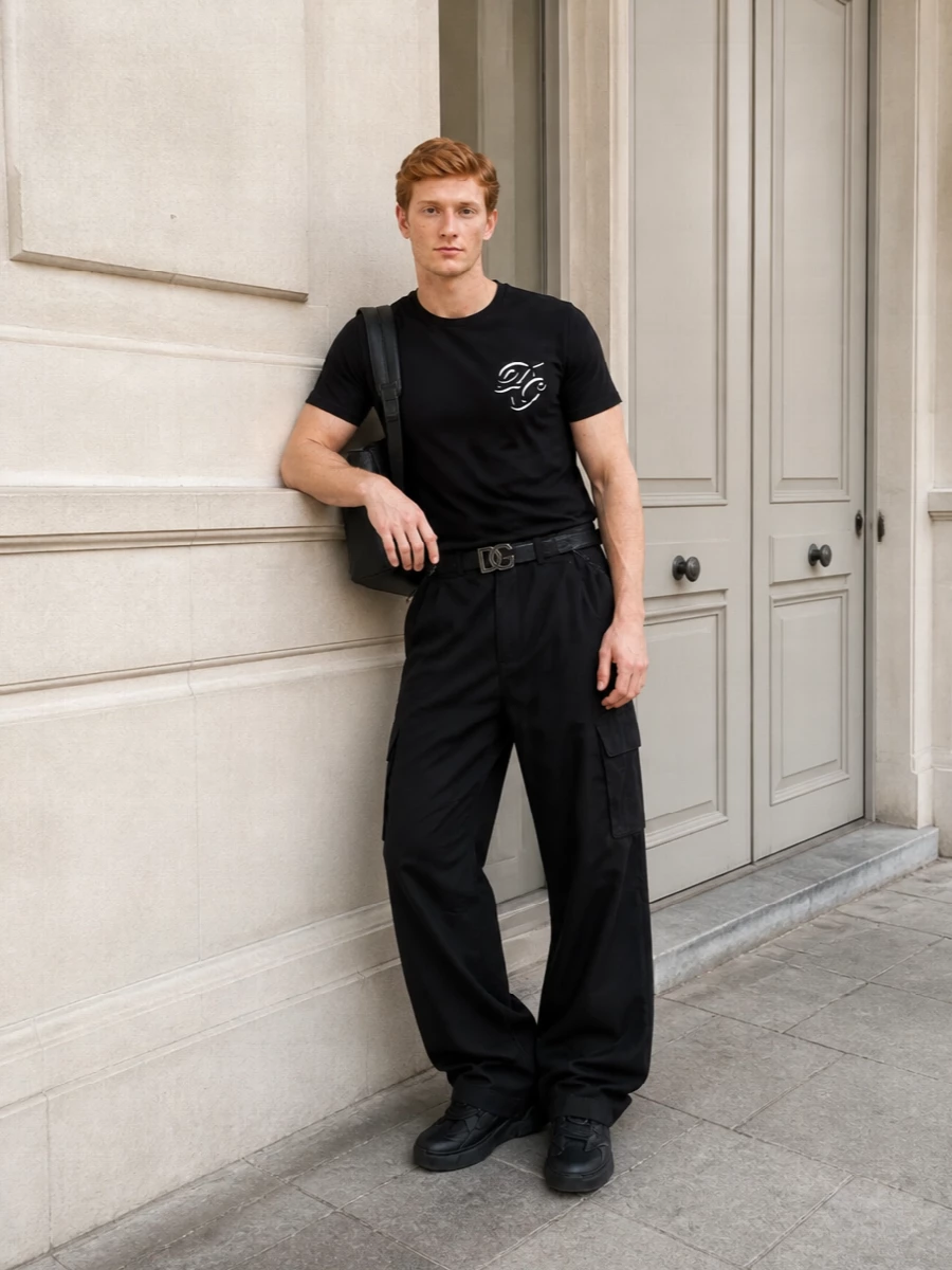 Dolce gabbana black cargo pants streetwear outfit
