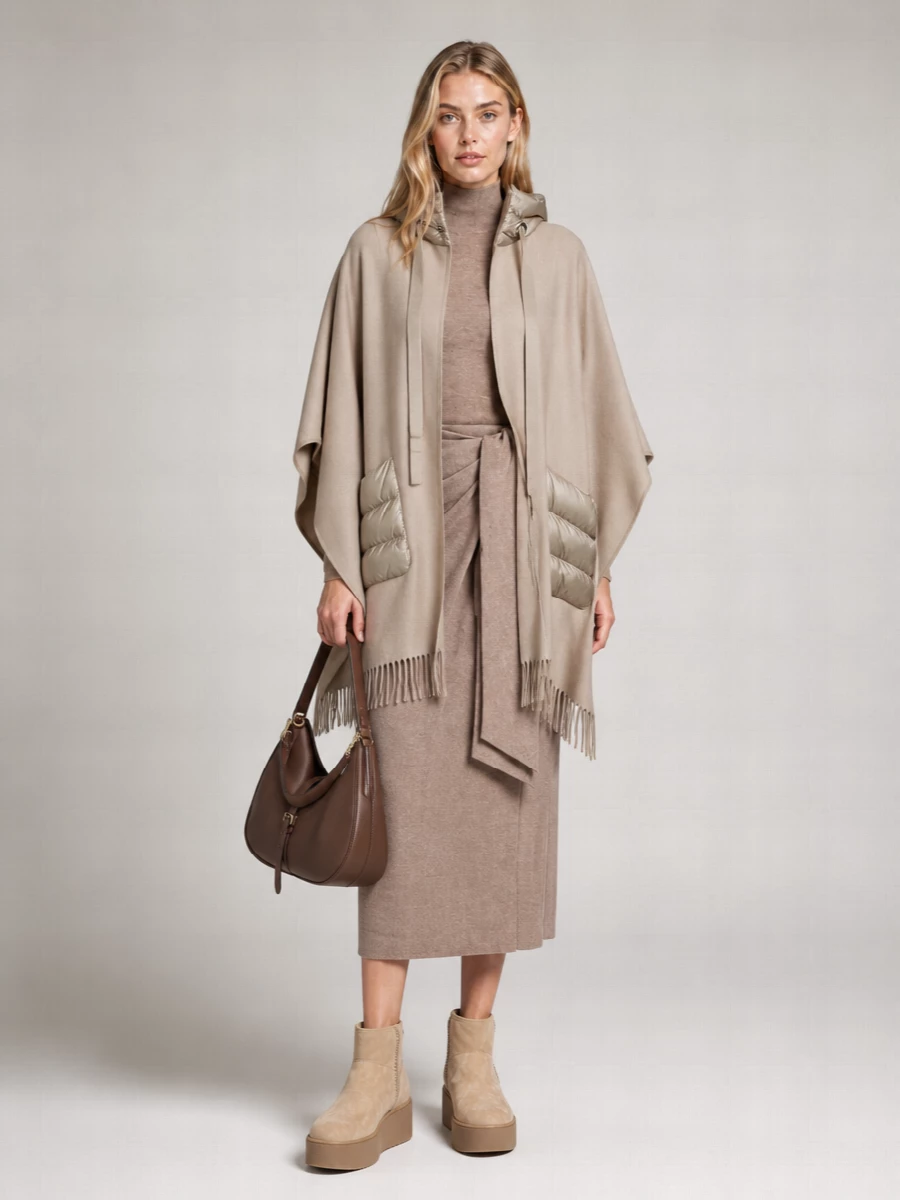 Herno Wool Cashmere Quilted Poncho
