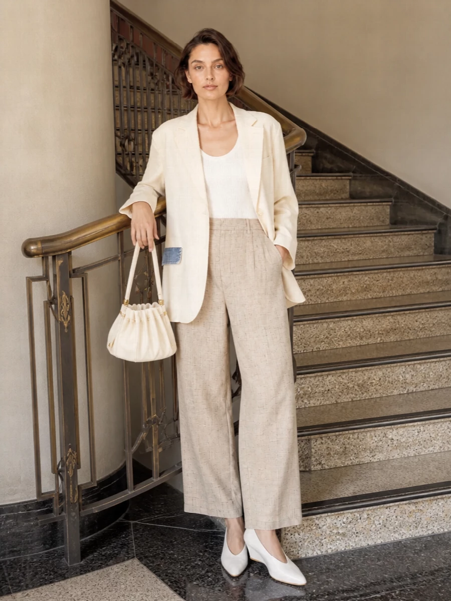 Moschino blazer wide leg trousers outfit
