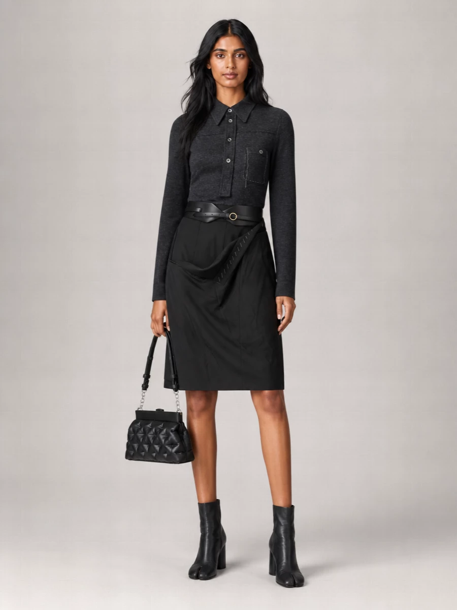 Maison Margiela Virgin Wool Shirt Midi Dress