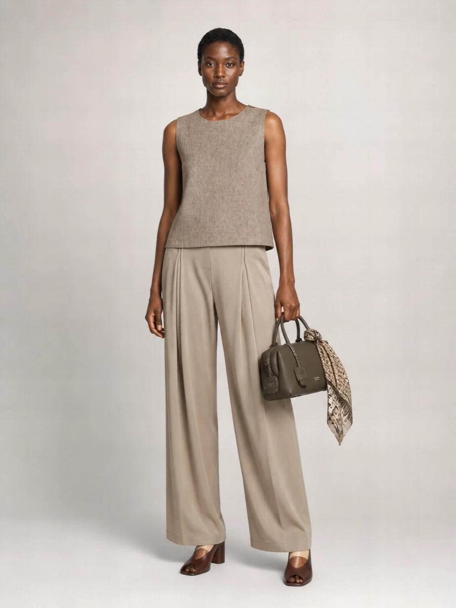 Emporio Armani Linen Sleeveless Round-Neck Top