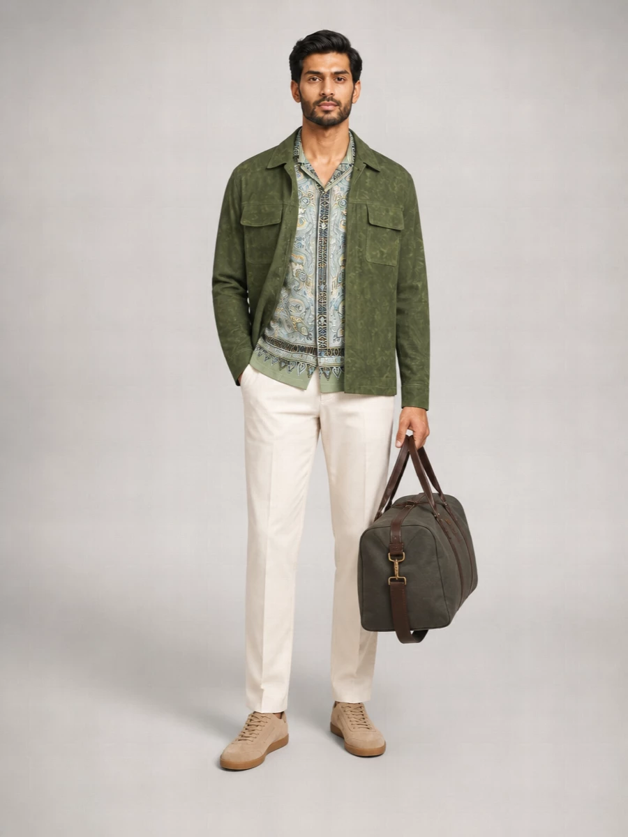 Etro Leather Jacket Collared Design Front Pockets