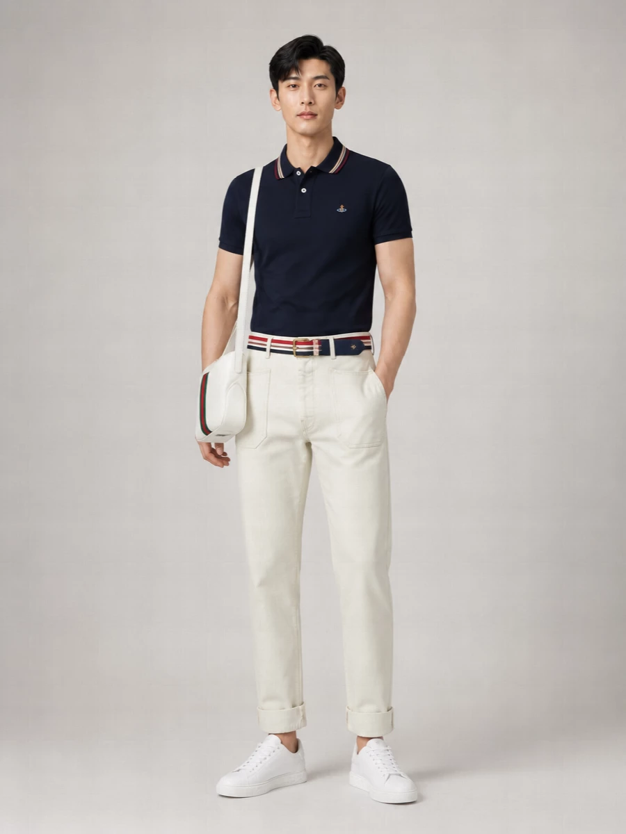 Vivienne Westwood Striped Trim Cotton Polo Shirt