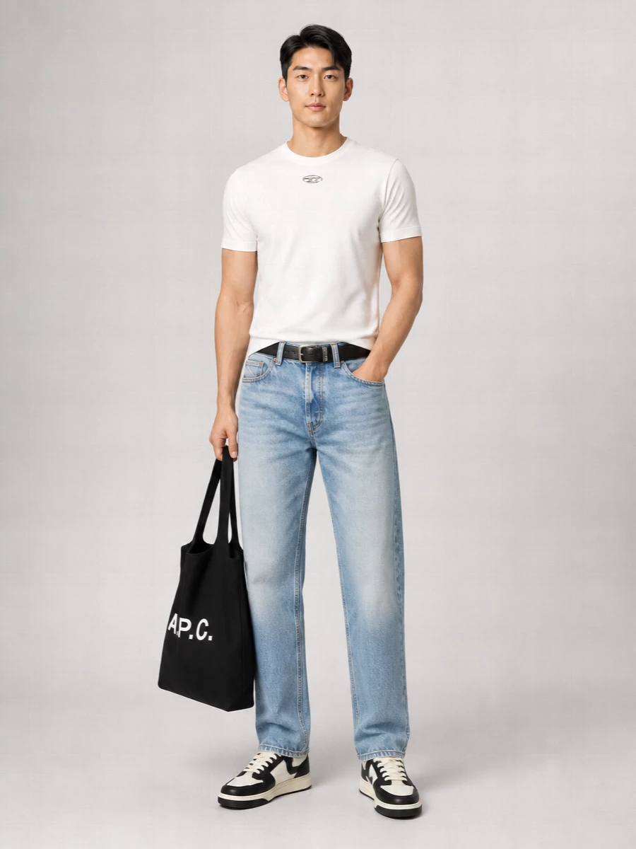 Diesel Organic Cotton Ribbed Crew Neck Short Sleeve T-Shirt