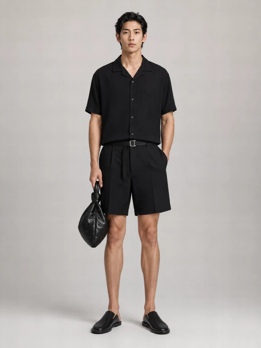Ami Paris Silk Short-Sleeve Boxy Shirt