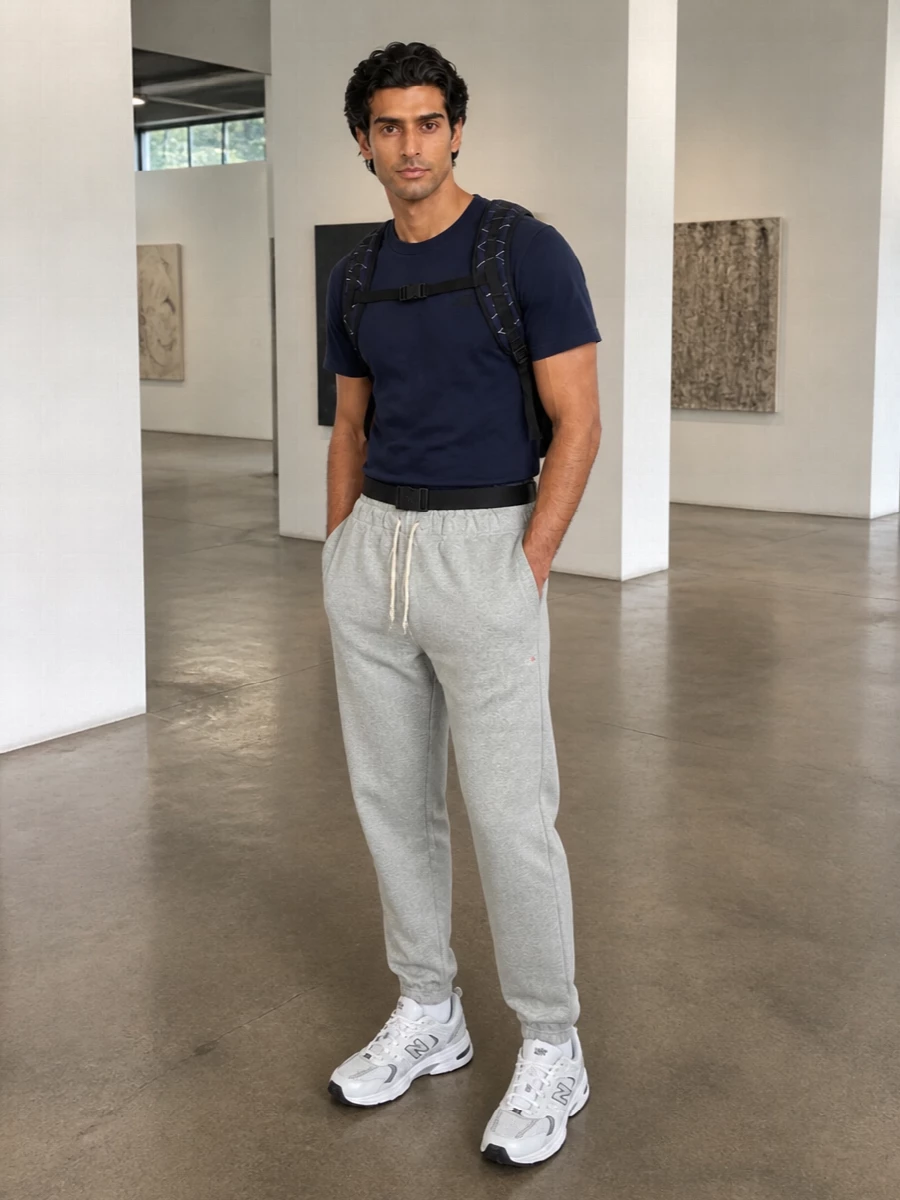 New balance navy tee grey joggers runners