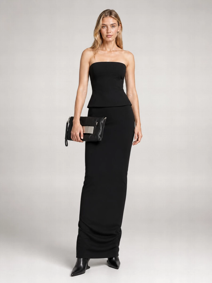 Rick Owens Strapless Maxi Fitted Gown