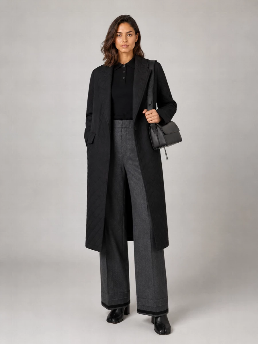 Maison Margiela Long Quilted Down Jacket Front Pockets
