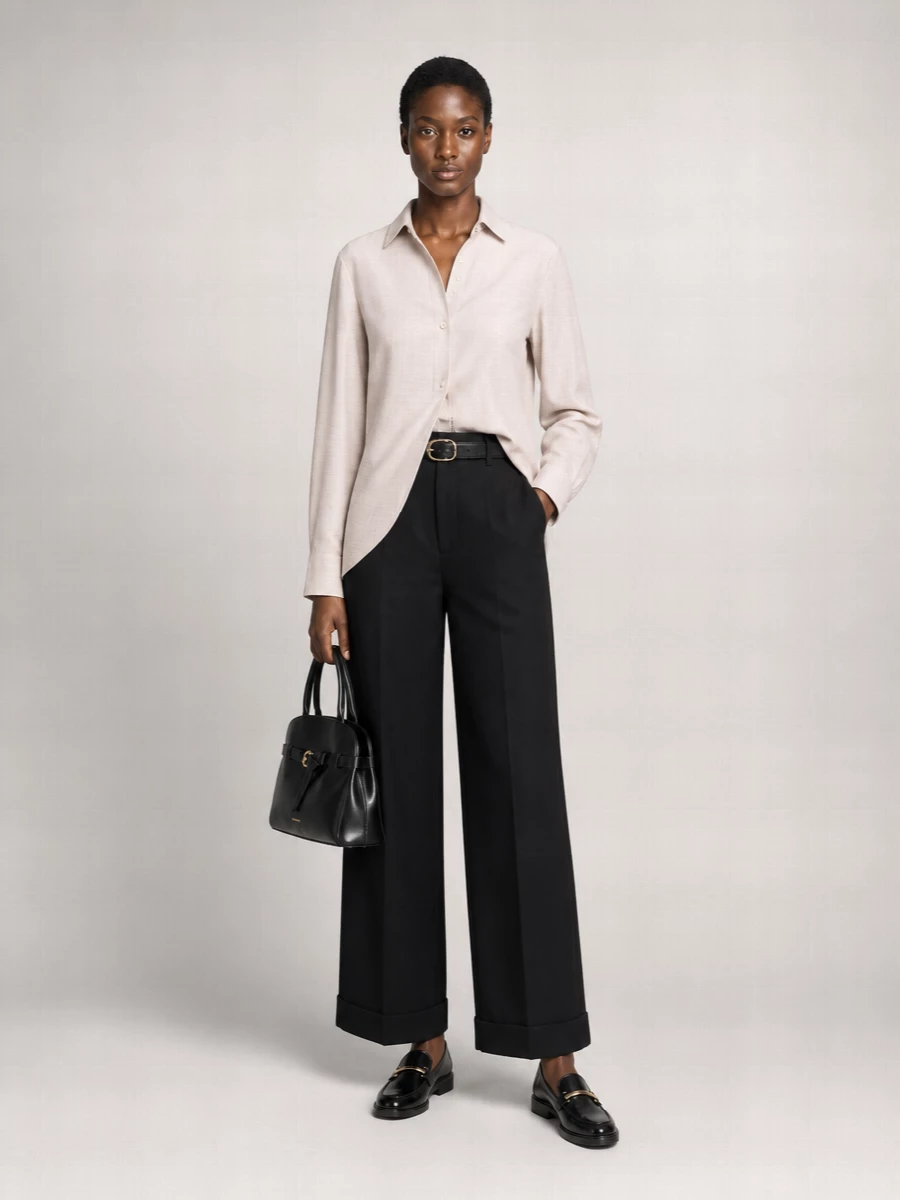 Semicouture Black Wide-Leg Trousers