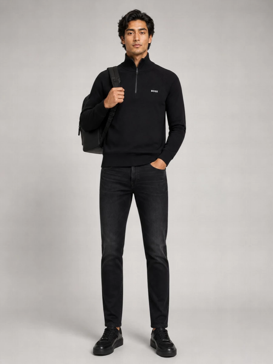 Boss Cotton Zip Collar Sweater
