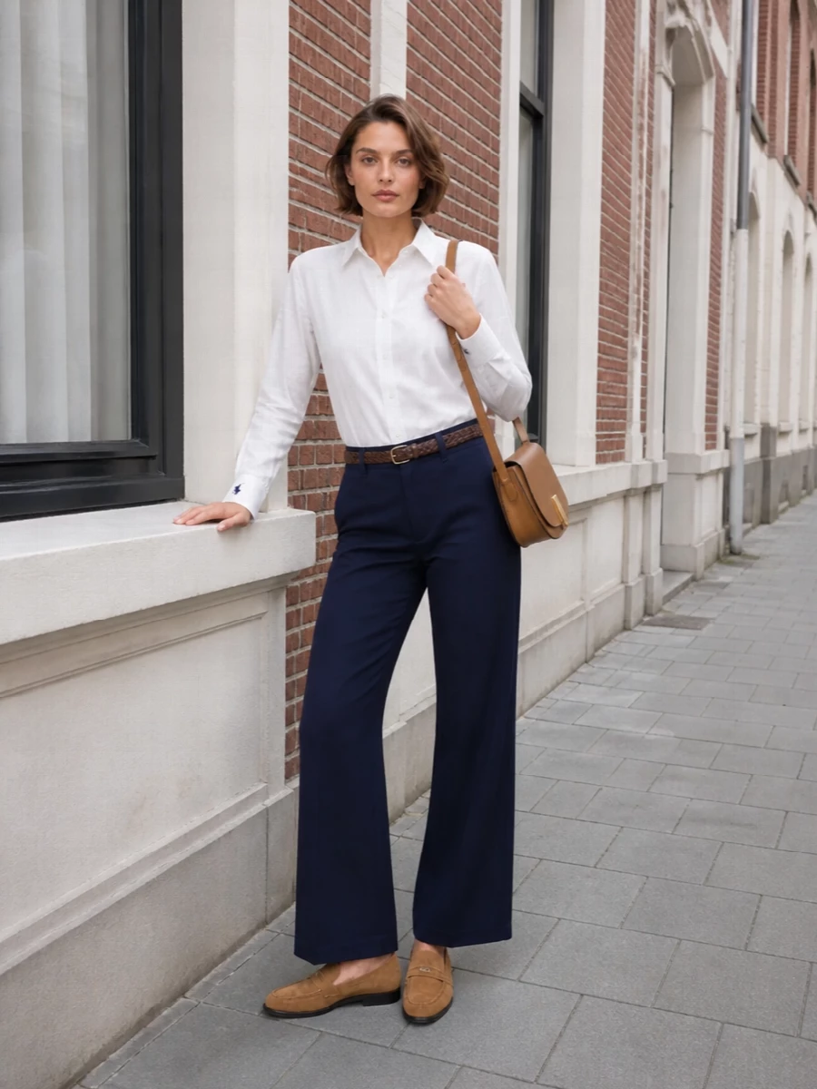 Ralph lauren navy trousers white shirt loafers