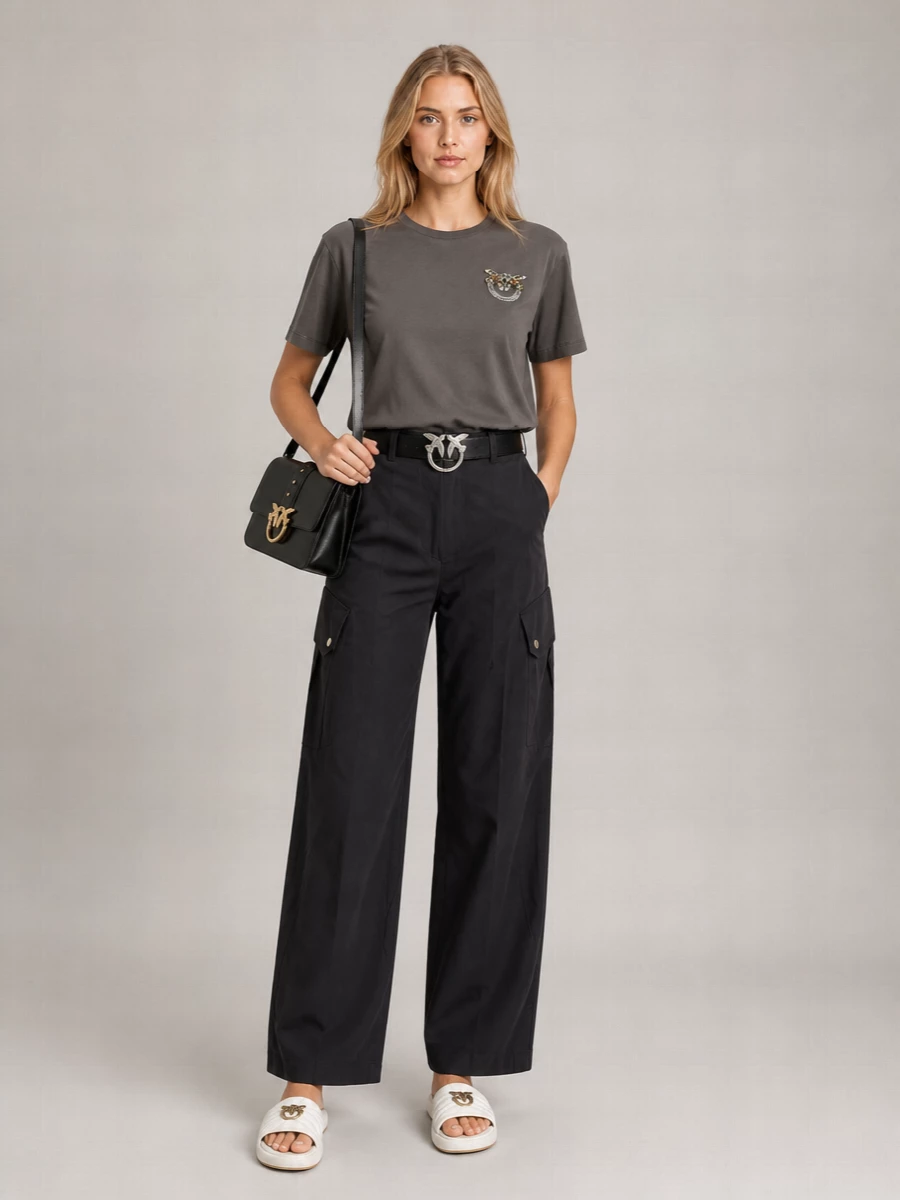 Pinko Cotton Logo-Embellished Short-Sleeve T-Shirt