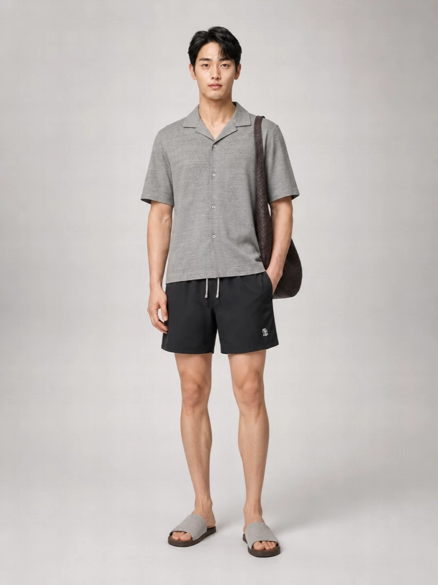 Brunello Cucinelli Logo Embroidery Swim Shorts