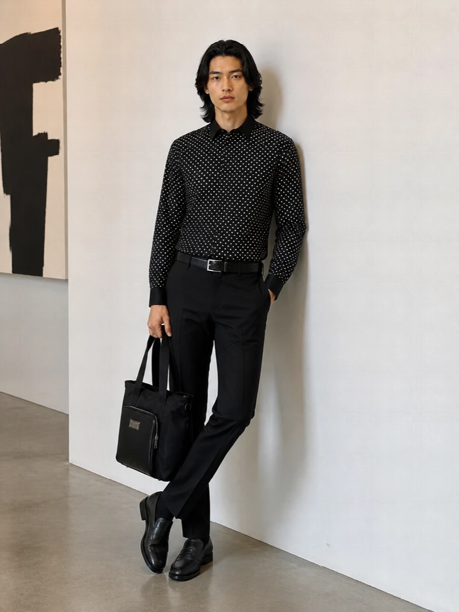 Dolce gabbana polka dot shirt black trousers