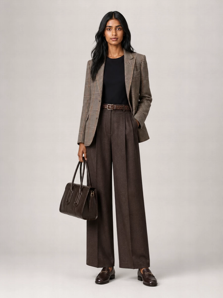 Jacob Cohen Checked Wide Leg Suit Trousers
