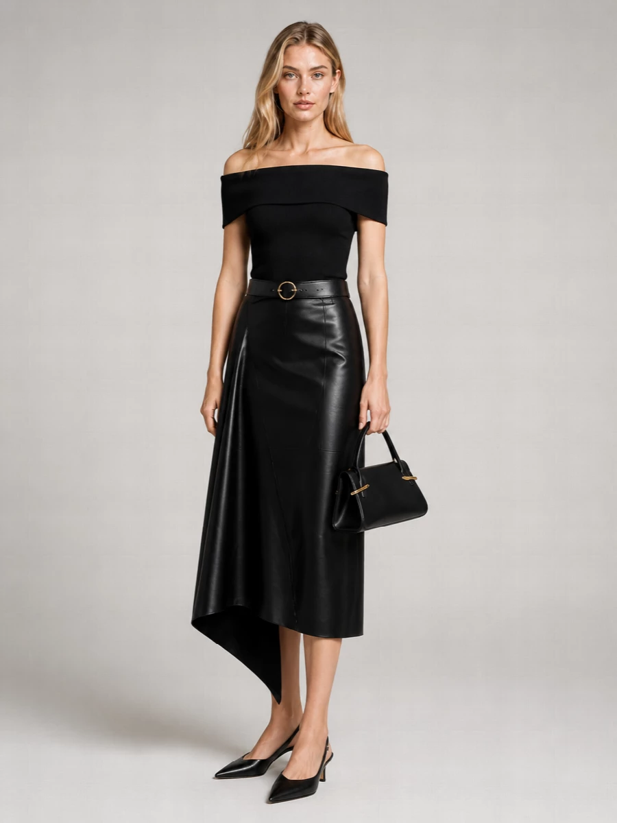 Givenchy leather asymmetric skirt