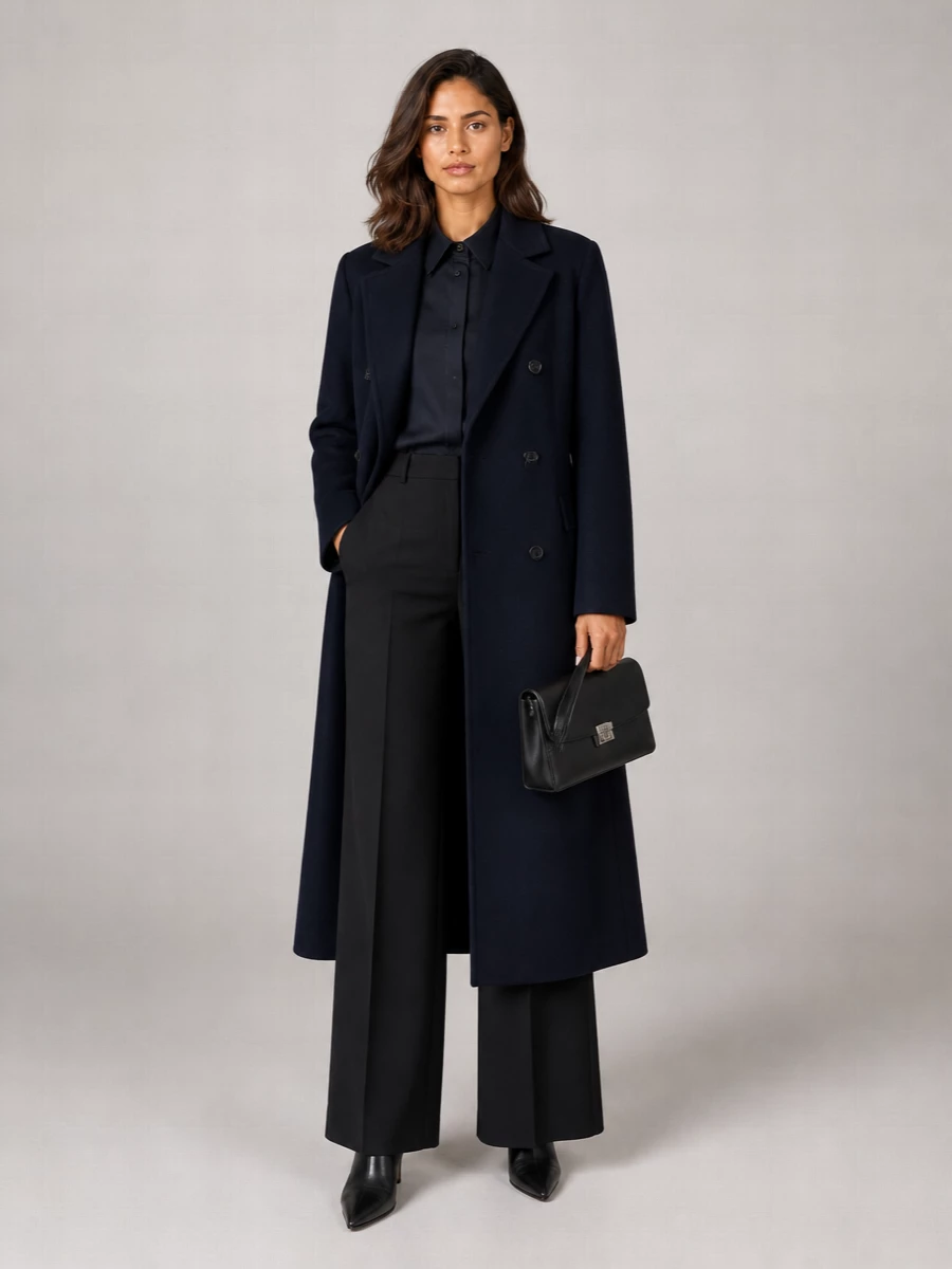 Max Mara Waist Belted Double-Breasted Long Lapels Pockets