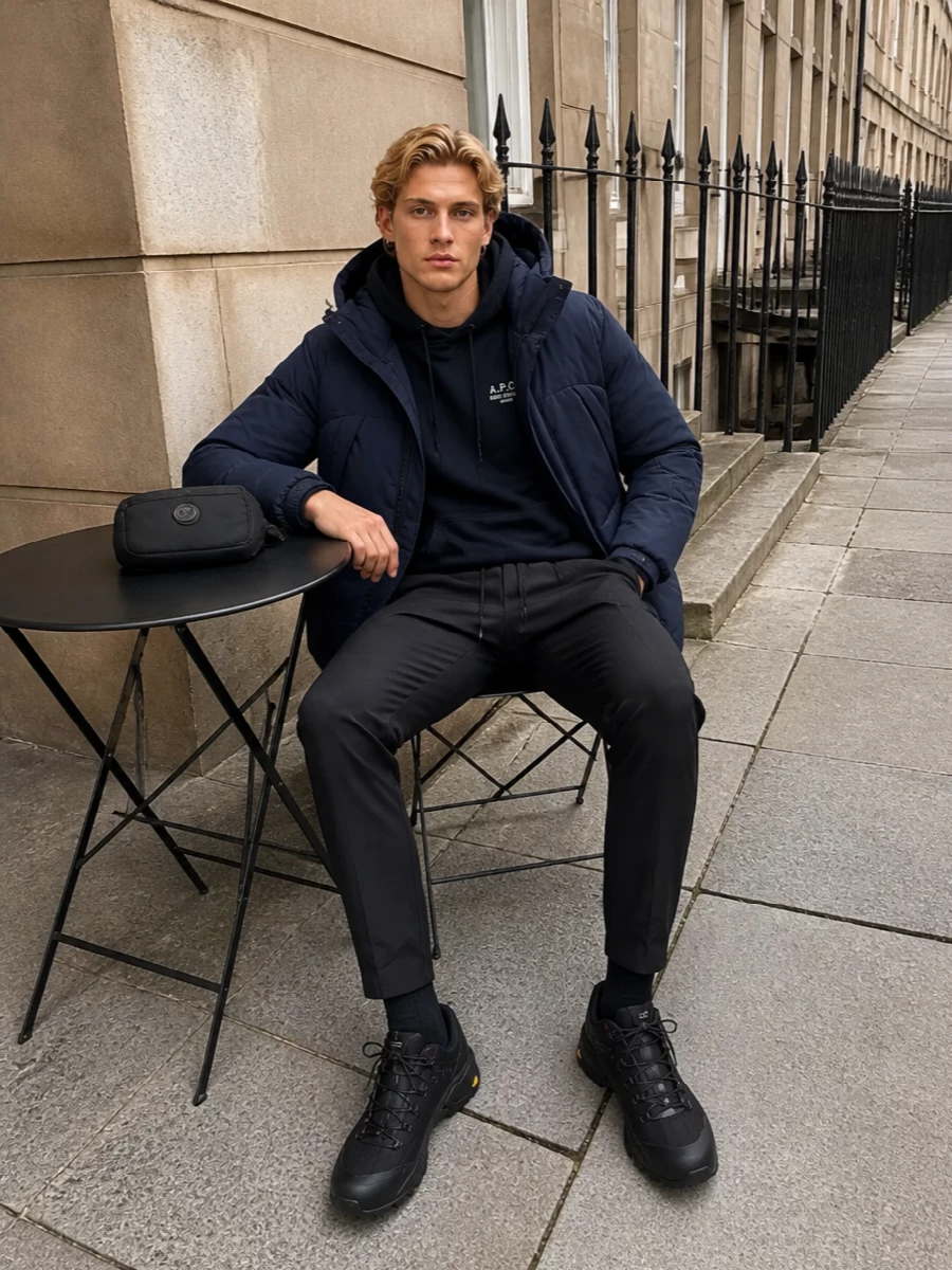 Apc hoodie herno trousers navy padded jacket