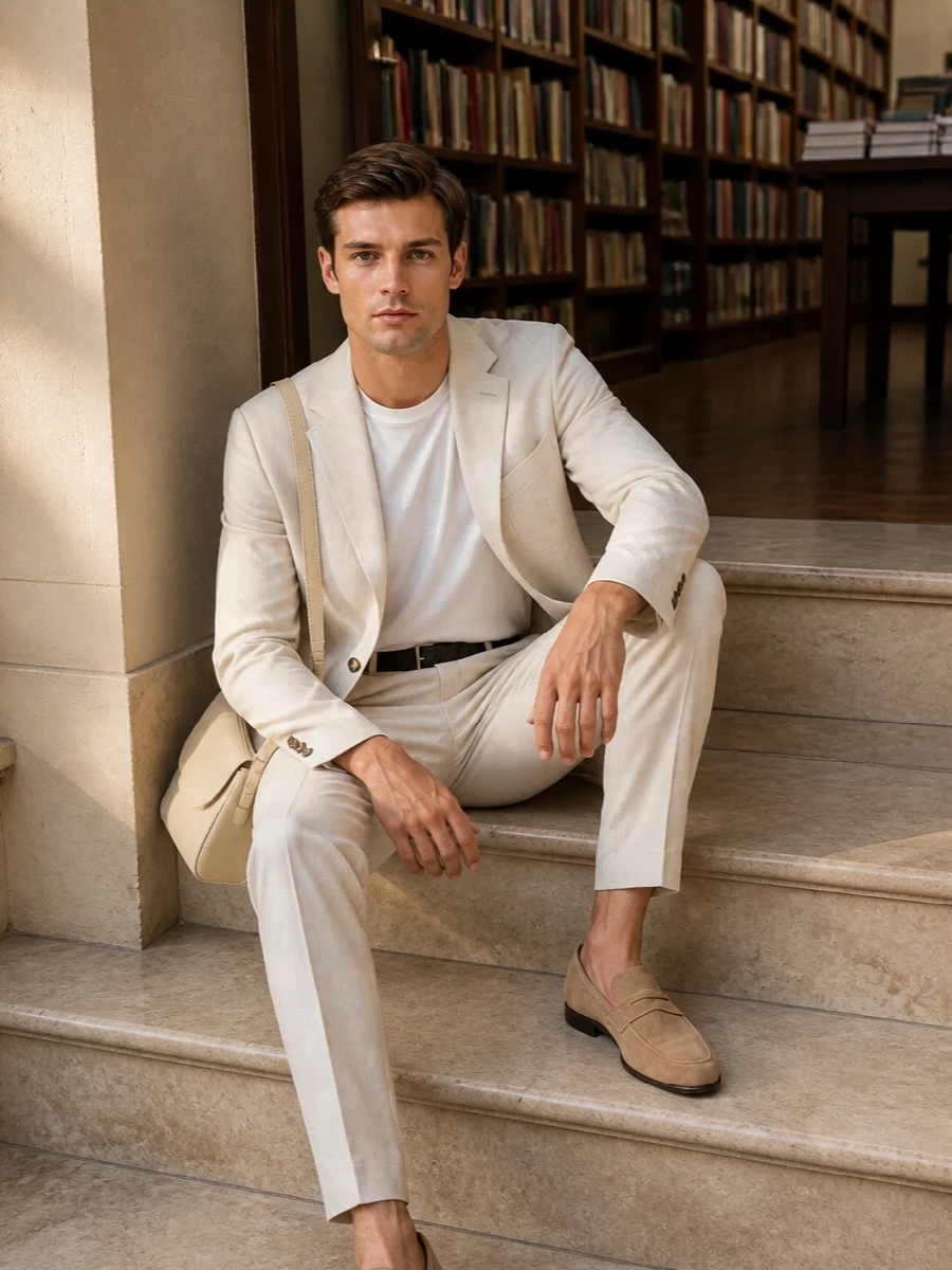 Paul smith beige suit tods suede loafers