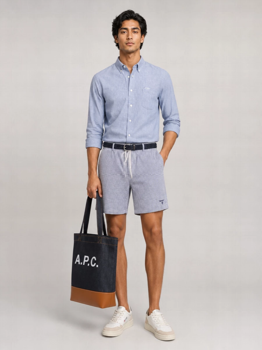 Barbour Gingham Seersucker Swim Shorts