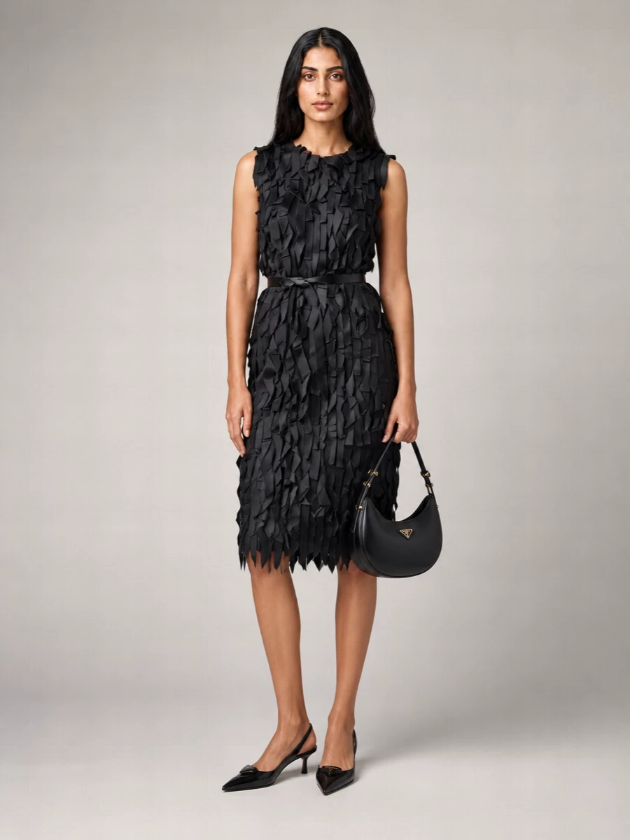 Prada Ribbon-Detail Midi Dress