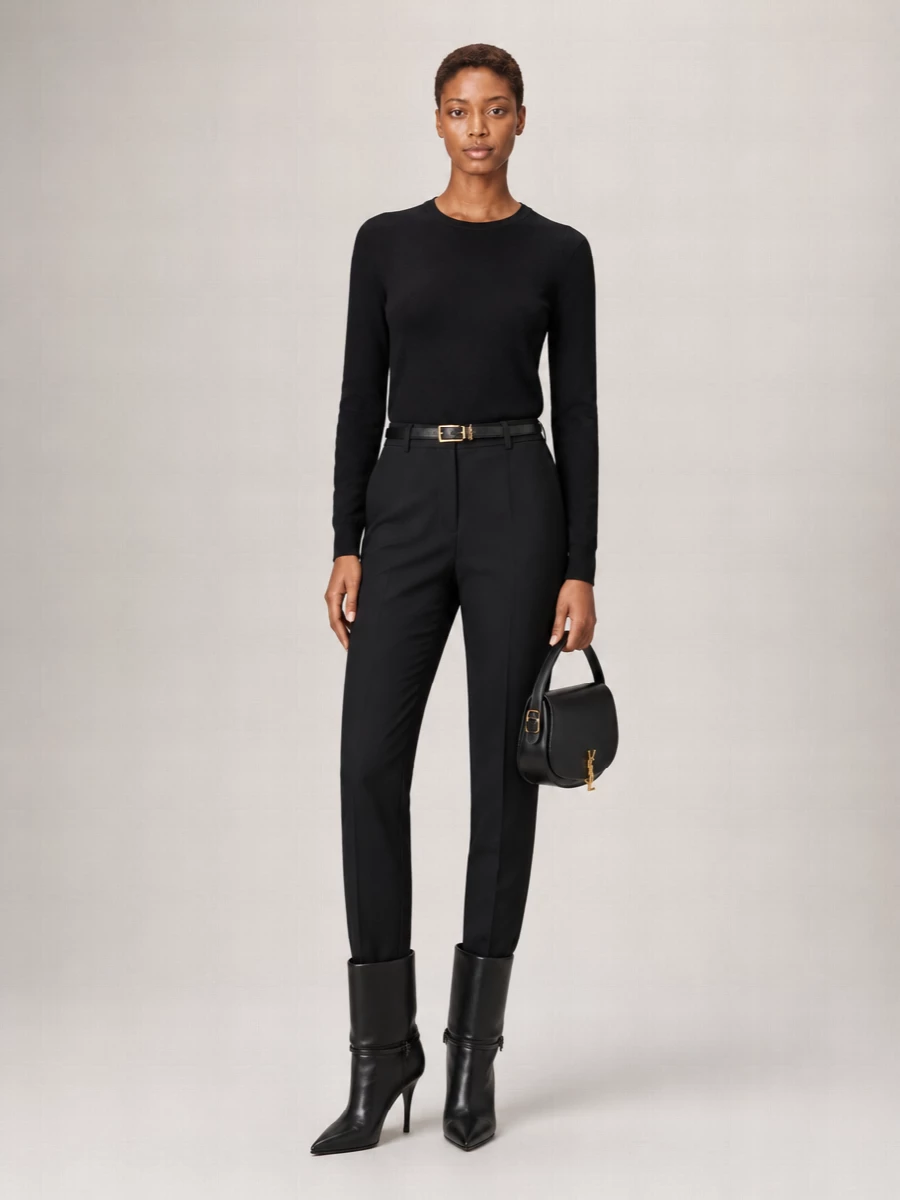 Saint Laurent Wool Fitted Crew Neck Jumper