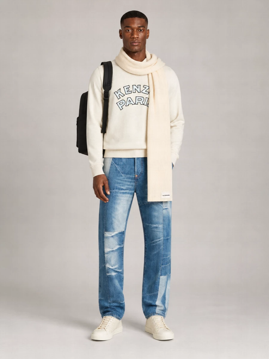 Kenzo Wool And Cotton Logo-Embroidered Crew-Neck Sweater