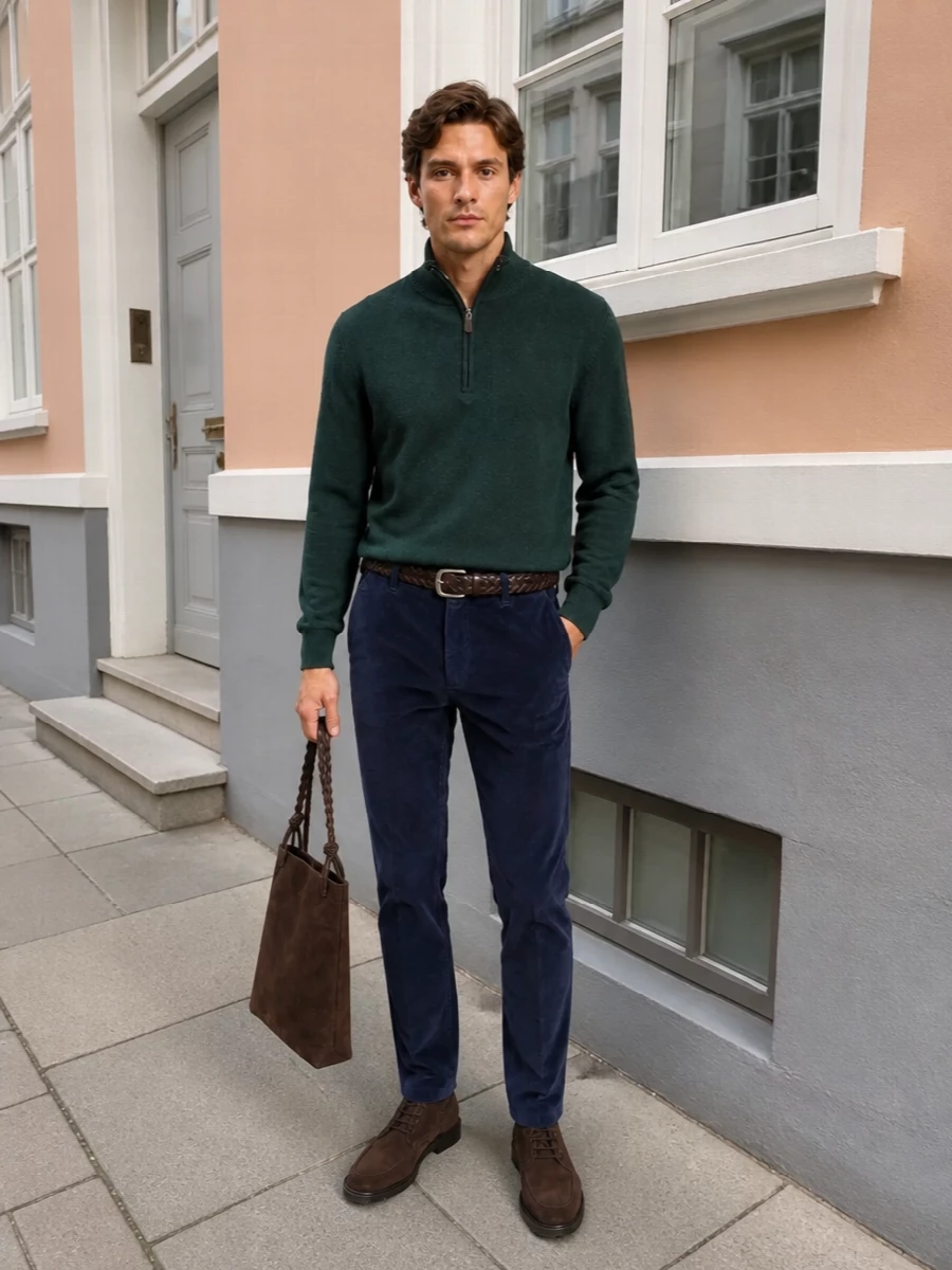 Jacob cohen navy cords green knit chukka boots