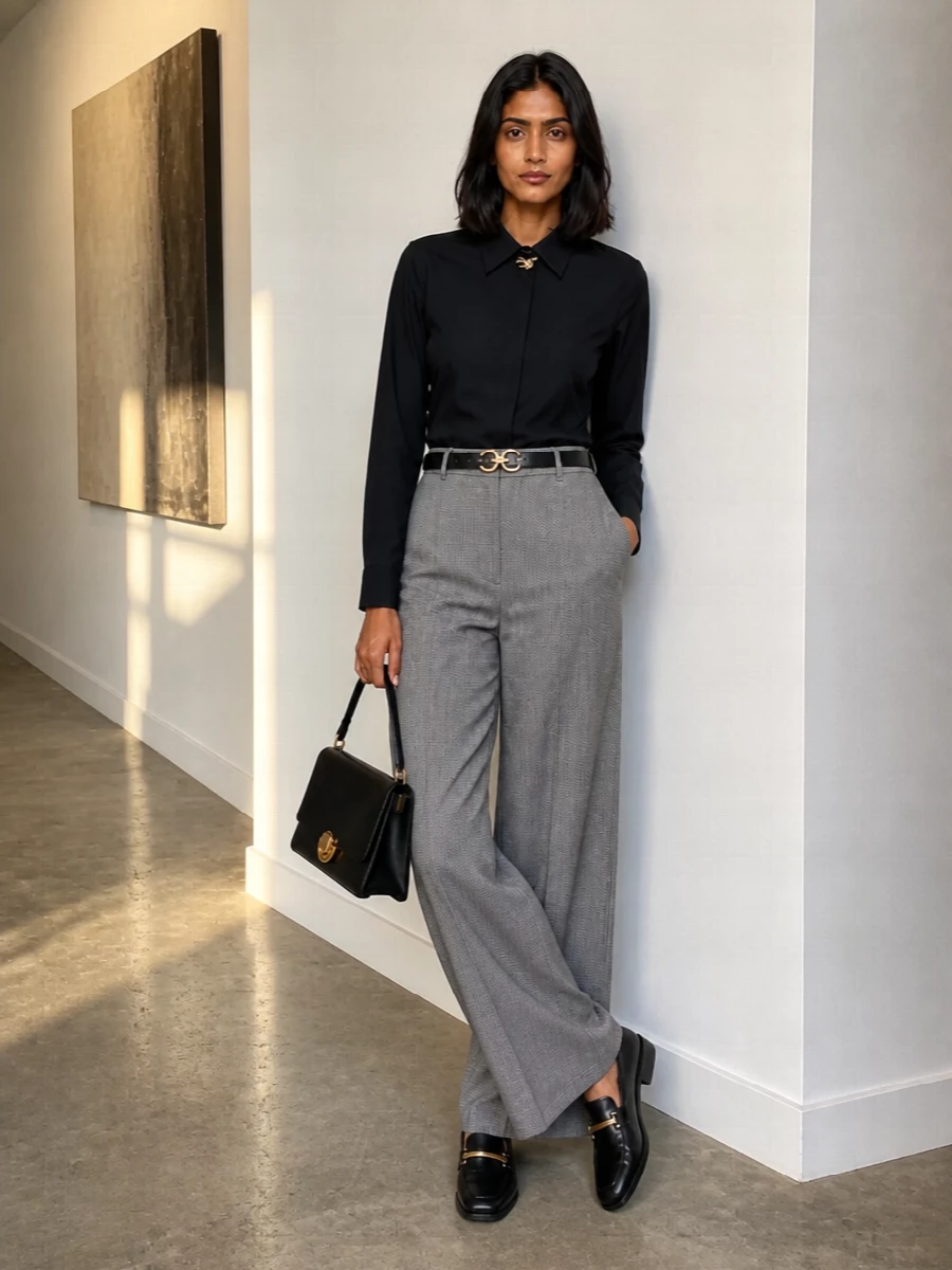 Fabiana filippi cropped shirt wide leg trousers