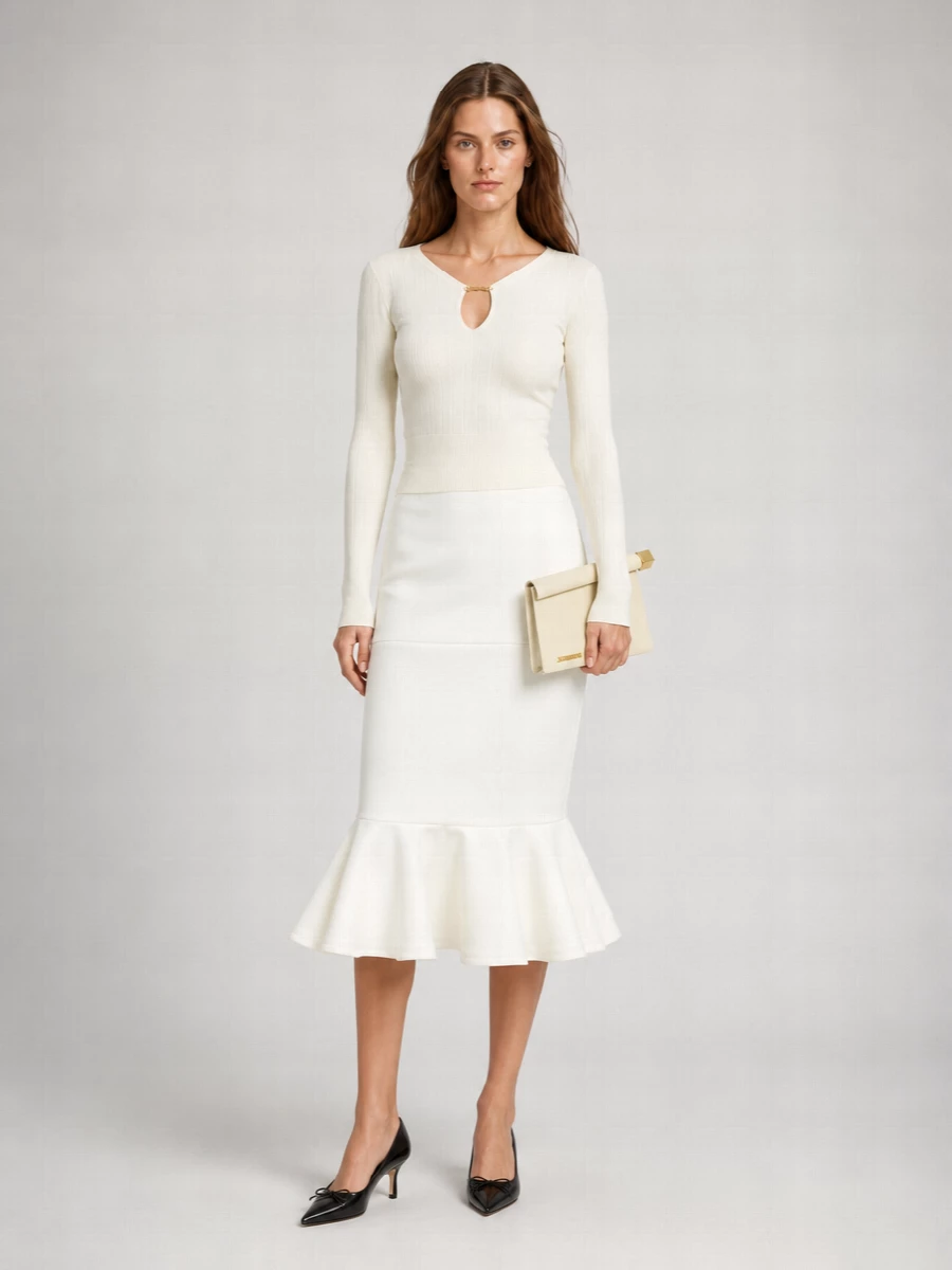 Jacquemus Peplum Midi Skirt