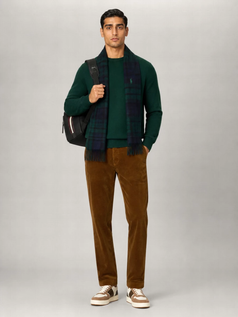 Polo Ralph Lauren Green Wool Ribbed Crewneck Sweater