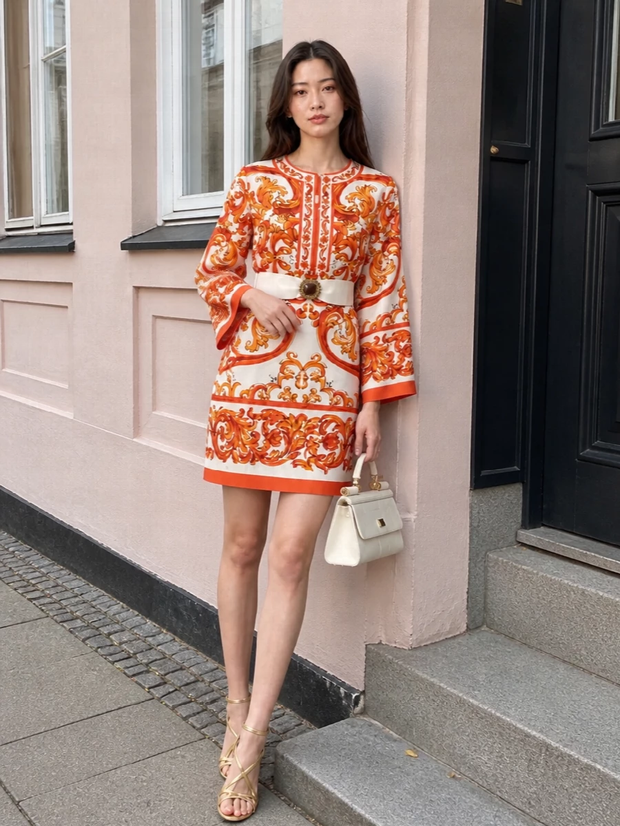Dolce gabbana baroque dress gold sandals