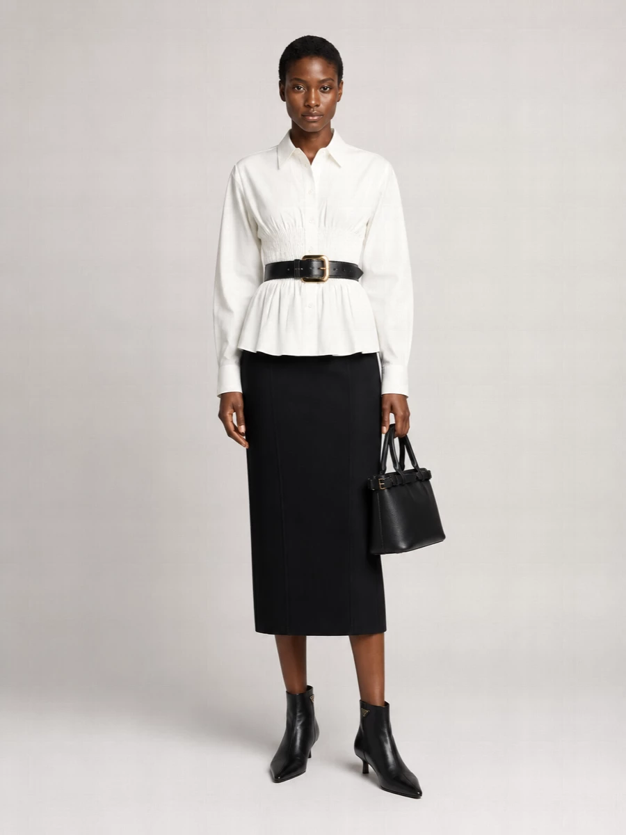 Ermanno Scervino Virgin Wool Long Split Pencil Skirt